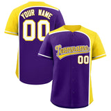 Custom Purple Gold Personalized Color Block Authentic Baseball jersey