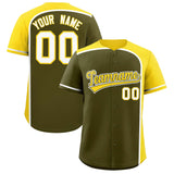 Custom Olive Gold Personalized Color Block Authentic Baseball jersey