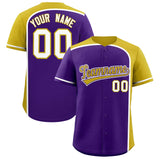 Custom Purple Old Gold Personalized Color Block Authentic Baseball jersey