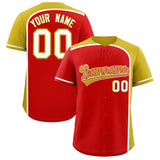 Custom Red Old Gold Personalized Color Block Authentic Baseball jersey