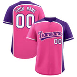 Custom Pink Purple Personalized Color Block Authentic Baseball jersey