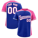 Custom Royal Pink Personalized Color Block Authentic Baseball jersey