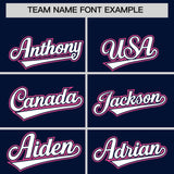 Custom Navy Pink Personalized Color Block Authentic Baseball jersey