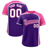 Custom Purple Pink Personalized Color Block Authentic Baseball jersey