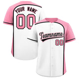 Custom White Light Pink Personalized Color Block Authentic Baseball jersey