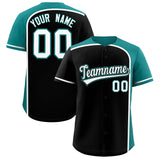 Custom Black Aqua Personalized Color Block Authentic Baseball jersey