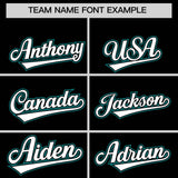 Custom Black Aqua Personalized Color Block Authentic Baseball jersey