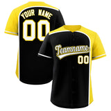 Custom Black Gold Personalized Color Block Authentic Baseball jersey