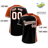 Custom Black Texas Orange Personalized Color Block Authentic Baseball jersey