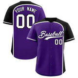 Custom Purple Black Personalized Color Block Authentic Baseball jersey