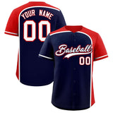 Custom Navy Red Personalized Color Block Authentic Baseball jersey