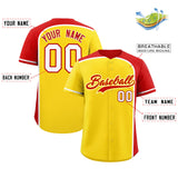 Custom Gold Red Personalized Color Block Authentic Baseball jersey