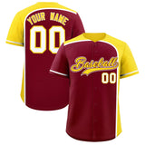 Custom Crimson Gold Personalized Color Block Authentic Baseball jersey