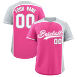 Custom Pink Silver Personalized Color Block Authentic Baseball jersey