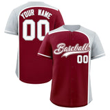 Custom Crimson Silver Personalized Color Block Authentic Baseball jersey