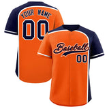 Custom Orange Navy Personalized Color Block Authentic Baseball jersey