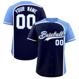 Custom Navy Light Blue Personalized Color Block Authentic Baseball jersey