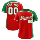 Custom Red Kelly Green Personalized Color Block Authentic Baseball jersey