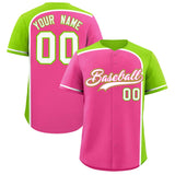 Custom Pink Neon Green Personalized Color Block Authentic Baseball jersey