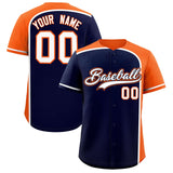 Custom Navy Orange Personalized Color Block Authentic Baseball jersey