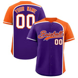 Custom Purple Orange Personalized Color Block Authentic Baseball jersey