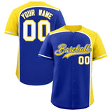 Custom Royal Gold Personalized Color Block Authentic Baseball jersey
