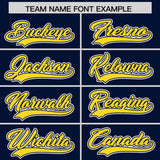 Custom Navy Gold Personalized Color Block Authentic Baseball jersey
