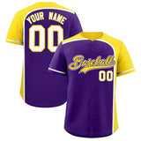 Custom Purple Gold Personalized Color Block Authentic Baseball jersey