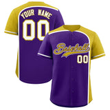Custom Purple Old Gold Personalized Color Block Authentic Baseball jersey