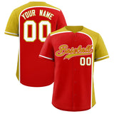 Custom Red Old Gold Personalized Color Block Authentic Baseball jersey