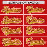 Custom Red Old Gold Personalized Color Block Authentic Baseball jersey