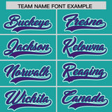 Custom Aqua Purple Personalized Color Block Authentic Baseball jersey