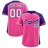 Custom Pink Purple Personalized Color Block Authentic Baseball jersey