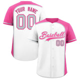 Custom White Pink Personalized Color Block Authentic Baseball jersey