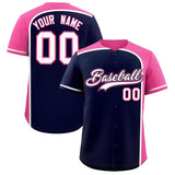 Custom Navy Pink Personalized Color Block Authentic Baseball jersey