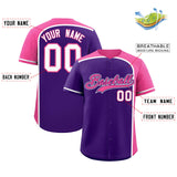 Custom Purple Pink Personalized Color Block Authentic Baseball jersey