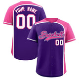 Custom Purple Pink Personalized Color Block Authentic Baseball jersey