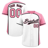 Custom White Light Pink Personalized Color Block Authentic Baseball jersey