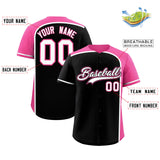 Custom Black Pink Personalized Color Block Authentic Baseball jersey
