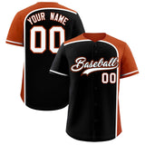 Custom Black Texas Orange Personalized Color Block Authentic Baseball jersey