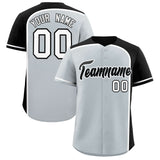 Custom Silver Black Personalized Color Block Authentic Baseball jersey