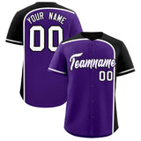 Custom Purple Black Personalized Color Block Authentic Baseball jersey