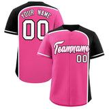 Custom Pink Black Personalized Color Block Authentic Baseball jersey
