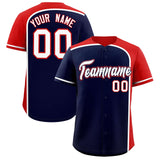 Custom Navy Red Personalized Color Block Authentic Baseball jersey