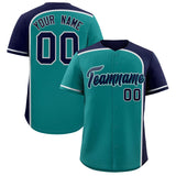Custom Aqua Navy Personalized Color Block Authentic Baseball jersey
