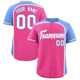 Custom Pink Light Blue Personalized Color Block Authentic Baseball jersey