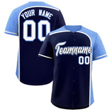 Custom Navy Light Blue Personalized Color Block Authentic Baseball jersey