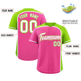 Custom Pink Neon Green Personalized Color Block Authentic Baseball jersey