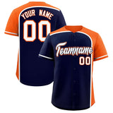 Custom Navy Orange Personalized Color Block Authentic Baseball jersey
