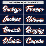 Custom Navy Orange Personalized Color Block Authentic Baseball jersey